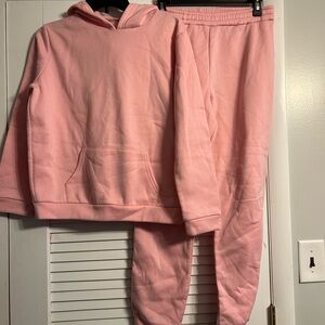 Womens Pink Hoodie and Sweatpants Set